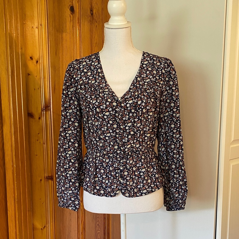 Madewell Floral V-Neck Blouse